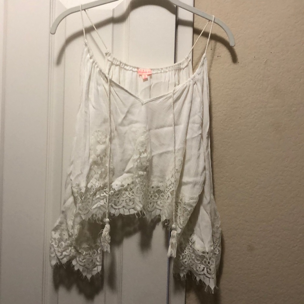 Shoulder cut-out white top